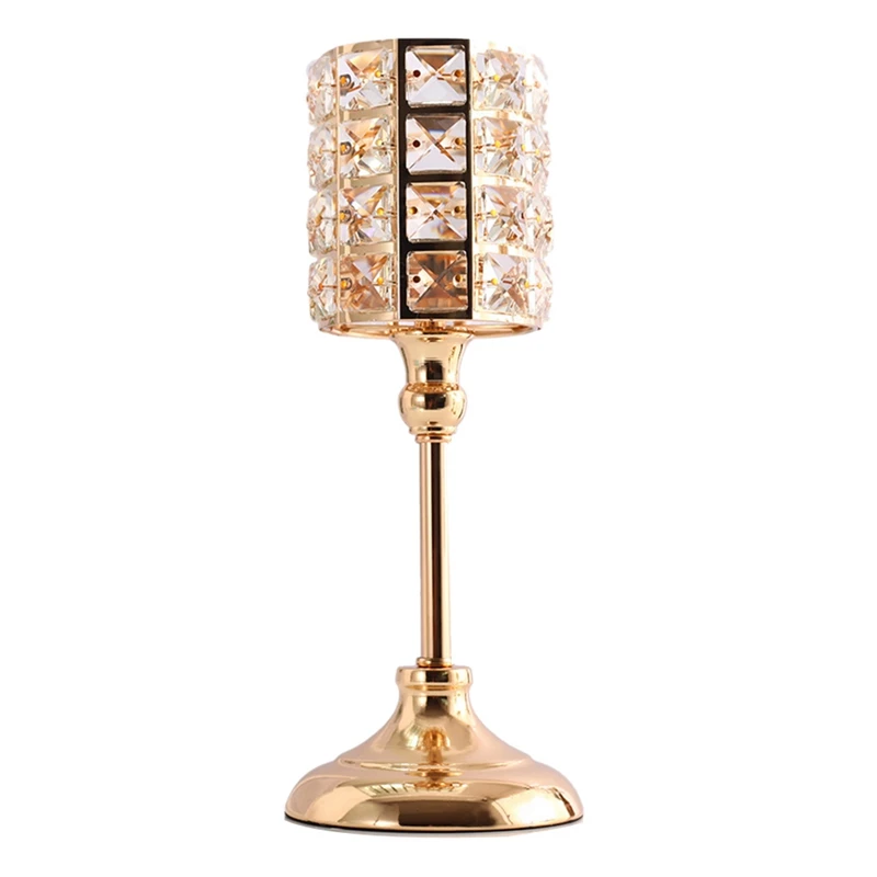 New-2Pcs Nordic Candlestick Decoration Gold Light Luxury Crystal Candlestick Home Living Room Table Decoration