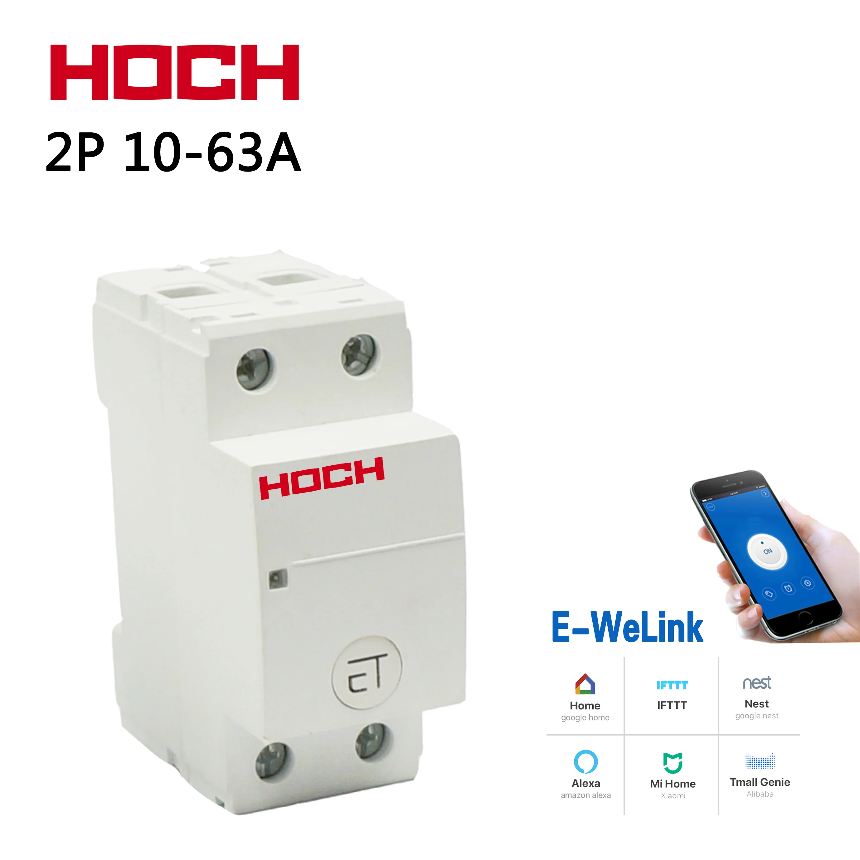 HOCH WIFI Магнитный удерживающий автоматический выключатель завод 2P умный