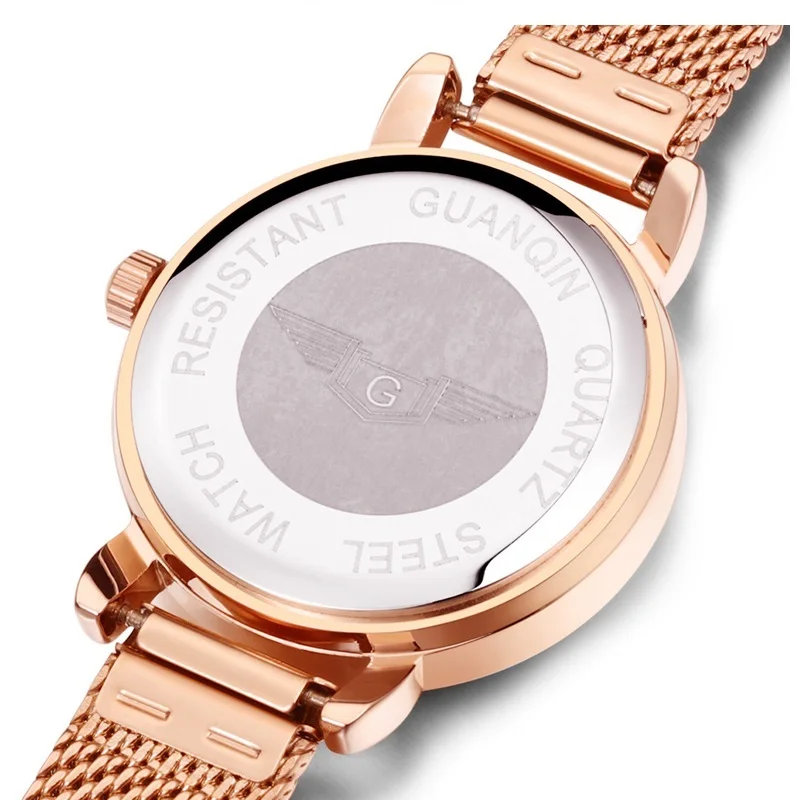 Original Ladies Watches GUANQIN GS19123 Women Dress Watch 2019 Quartz Wristwatch Rose Stainless Steel Luminous Hands Girl Clock (5)