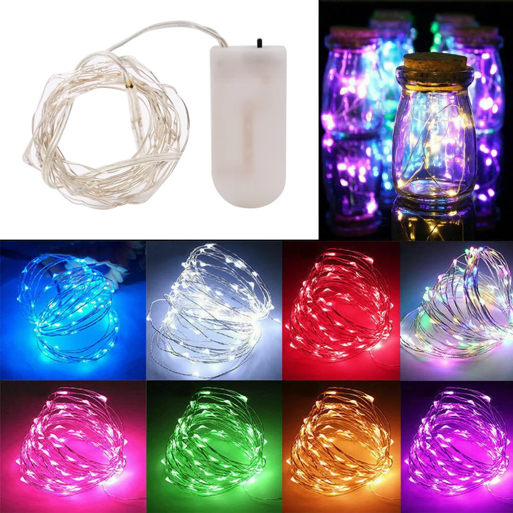 thumbnail image 1 of Guirnalda de luces LED de alambre de cobre de 20 a 40 ledes que funciona con pilas, para decoración de fiestas, bodas, interiores y Navidad, 1 of 4
