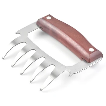 

Meat Claws Shredder BBQ Bear Claws Stainless Steel Set Metal Pulled Pork Chicken Barbecue Kitchen Claws with Wood Handle for Shr