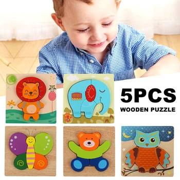 

5 PCS Wooden Jigsaw Baby Early Educational Toys Jigsaw Puzzle Children Ability Exercise Toy Puzzles for Kids Wooden Toys Gifts