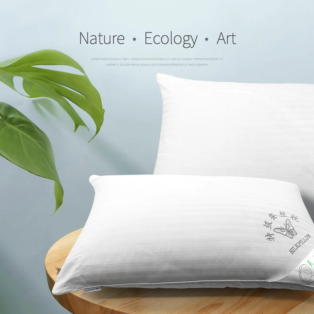 Chinese Natural/Mulberry Silk Pillows Single Neck/Back to Pillows Home Memory Pillows for baby Health Sleeping Embroidery