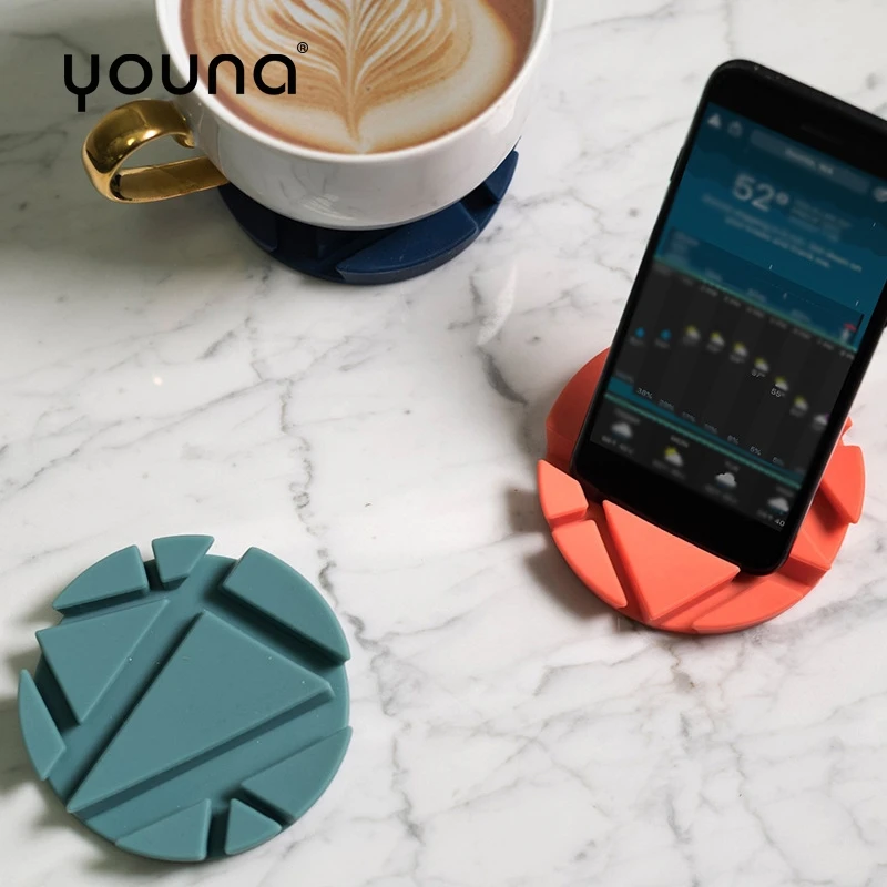 

Multifunctional Silicone Drink Coasters Phone Holder Table Mat Multifunction Phone Holder Table Mat Silicone Cup Pad