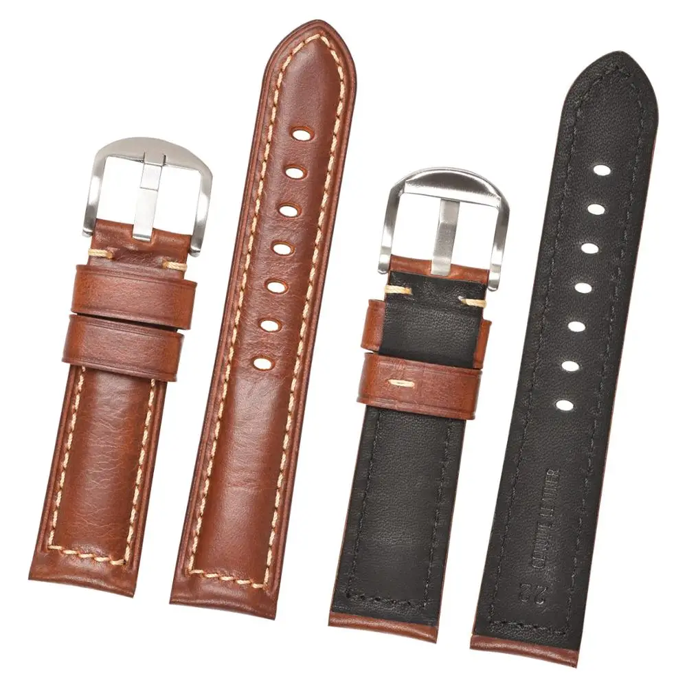 light brown BEAFIRY кожаный ремешок для часов 19 мм 20 мм 21 мм 22 мм 23 мм 24 мм Ремешки для наручных часов коричневый для мужчин и женщин Wirstband - Цвет ремешка: light brown