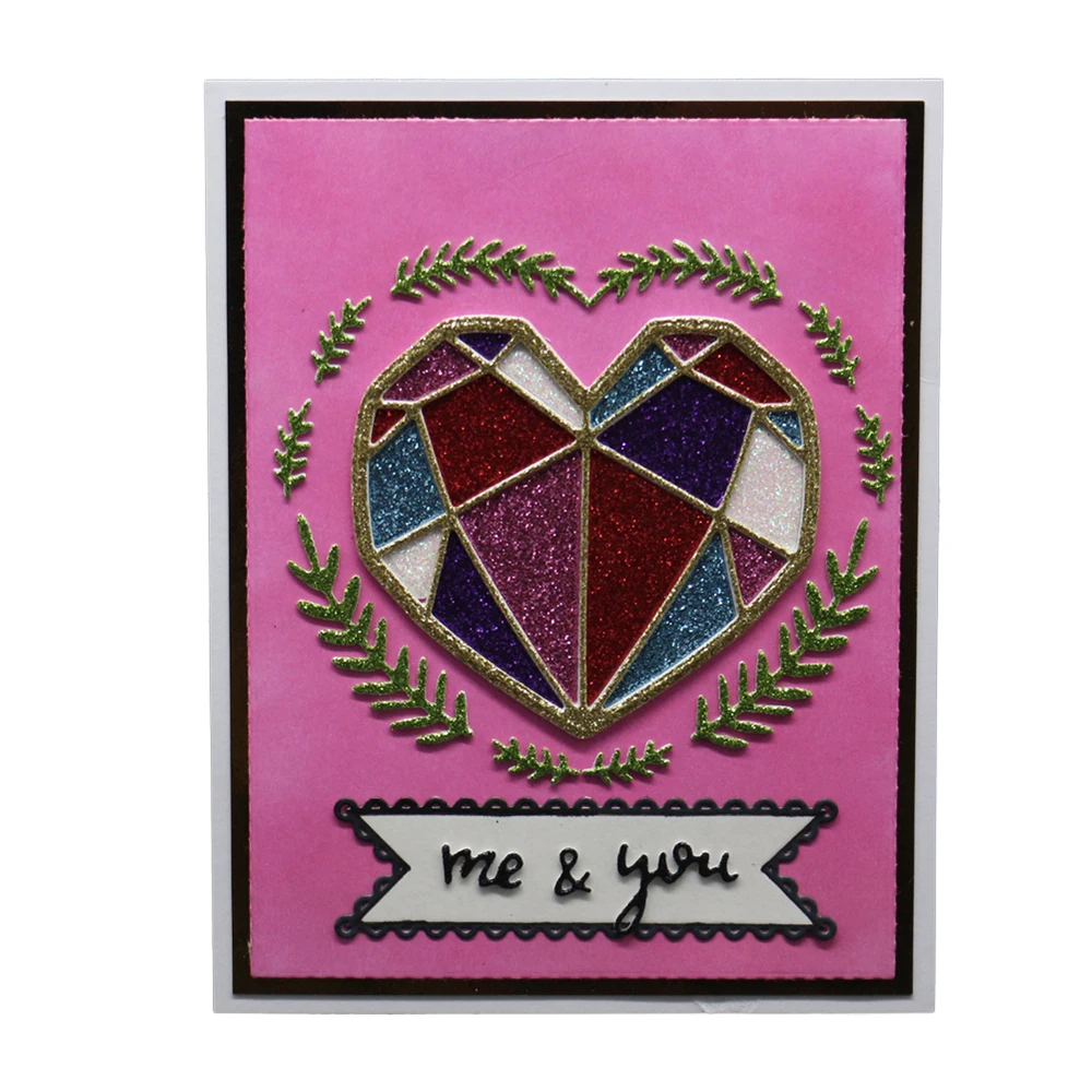  Diamond Heart Decorative Metal Cutting Dies Invitation Card Greeting Card Decoration Card Make Sten - 4000076606274