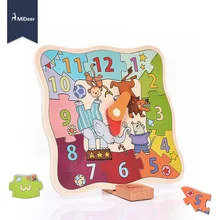 MiDeer детей мультфильм деревянные головоломки игры часы с цирковыми мотивами раннего времени обучения Развивающие игрушки для детей Рождественский подарок
