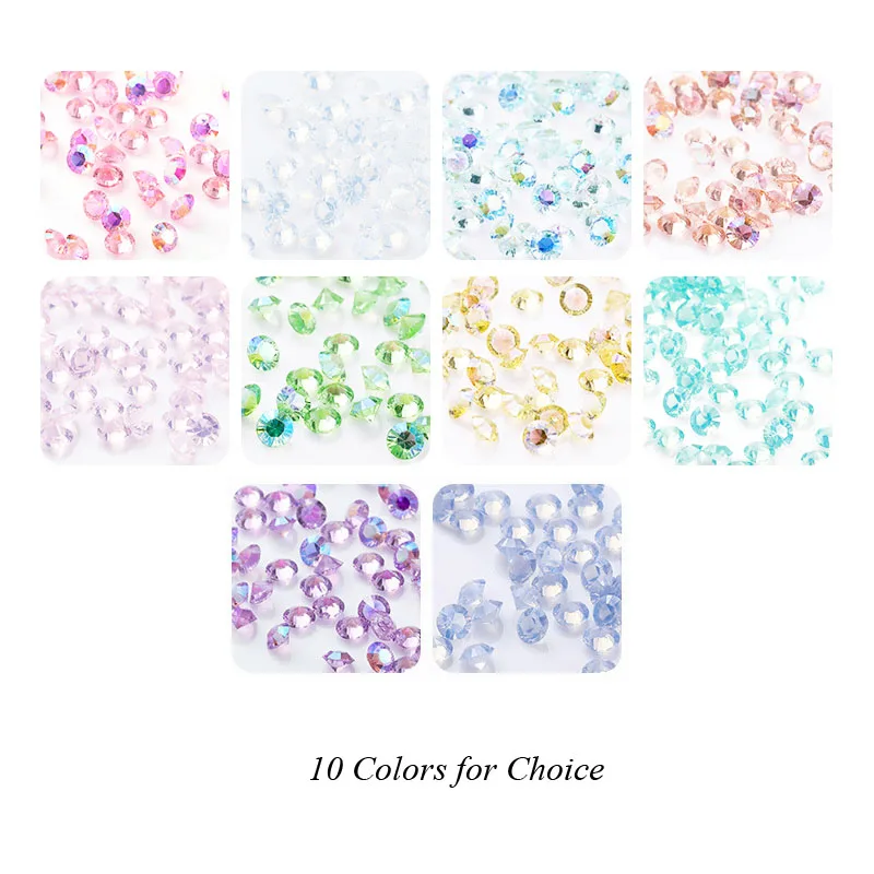 Czech Crystal Point Back Strass Shiny Glass Diamond 3D Nail Art Decor Charm Set Pointed Foiled Faceted | Красота и здоровье