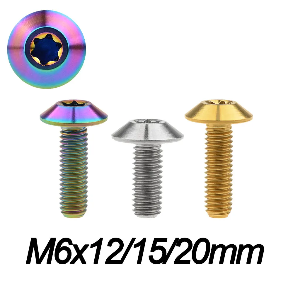 2Pcs M8 x 20mm Titanium Bolt Bicycles Umbrella Head Ti Hex Screws Fasteners Gold