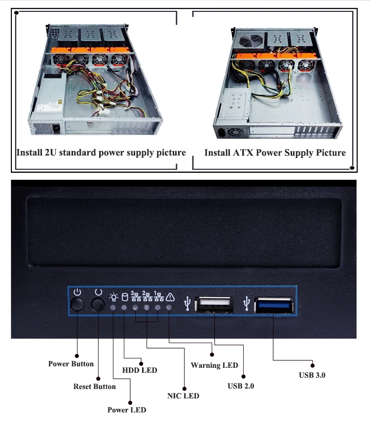 Novo 2u 550mm profundidade industrial controle rack