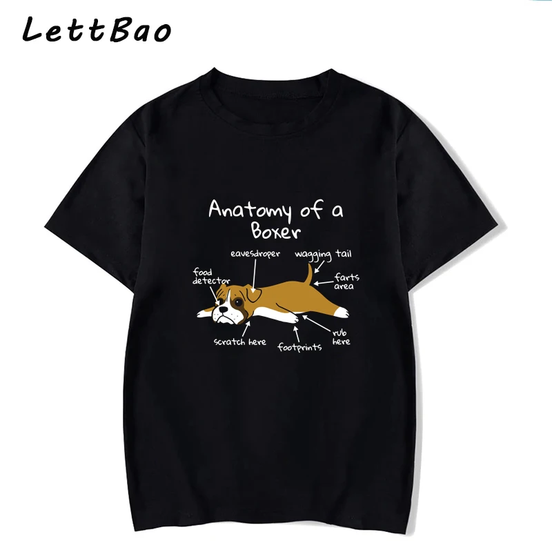 

Anatomy Of a Boxer Dog T shirt Kawaii Tshirt Short Sleeve T-Shirt Women Harajuku Korean Tee Shirts Men Ulzzang Plus Size