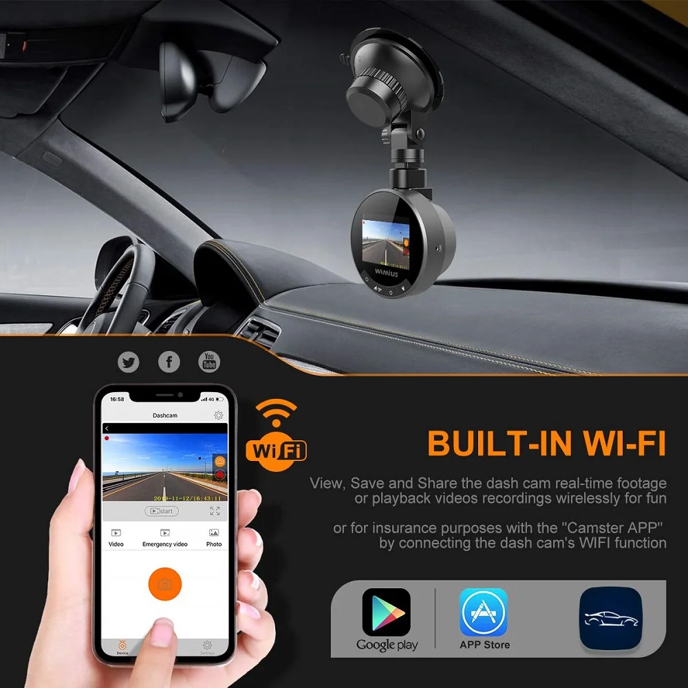 Автомобильный WiFi DVR Dash Camera Real HD 1080P 170 широкий угол с g сенсором режим парковки
