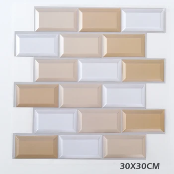 

10PCS/Set PVC Wall Stickers Brick 3D PVC Waterproof Self-adhesive Stickers DIY Removable Wall Decal Bathroom Kitchen Decor