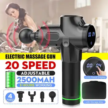 

4000r/min 20 Gears Therapy Massage Guns Muscle Massager Pain Sport Fascia Massage Machine Relax Body Slimming Relief With 4 Head