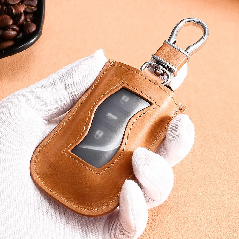 

Car Key Cover Leisure Key Chain Car Accessories Leather Zipper Car Key Set Retro Accessories For Auto