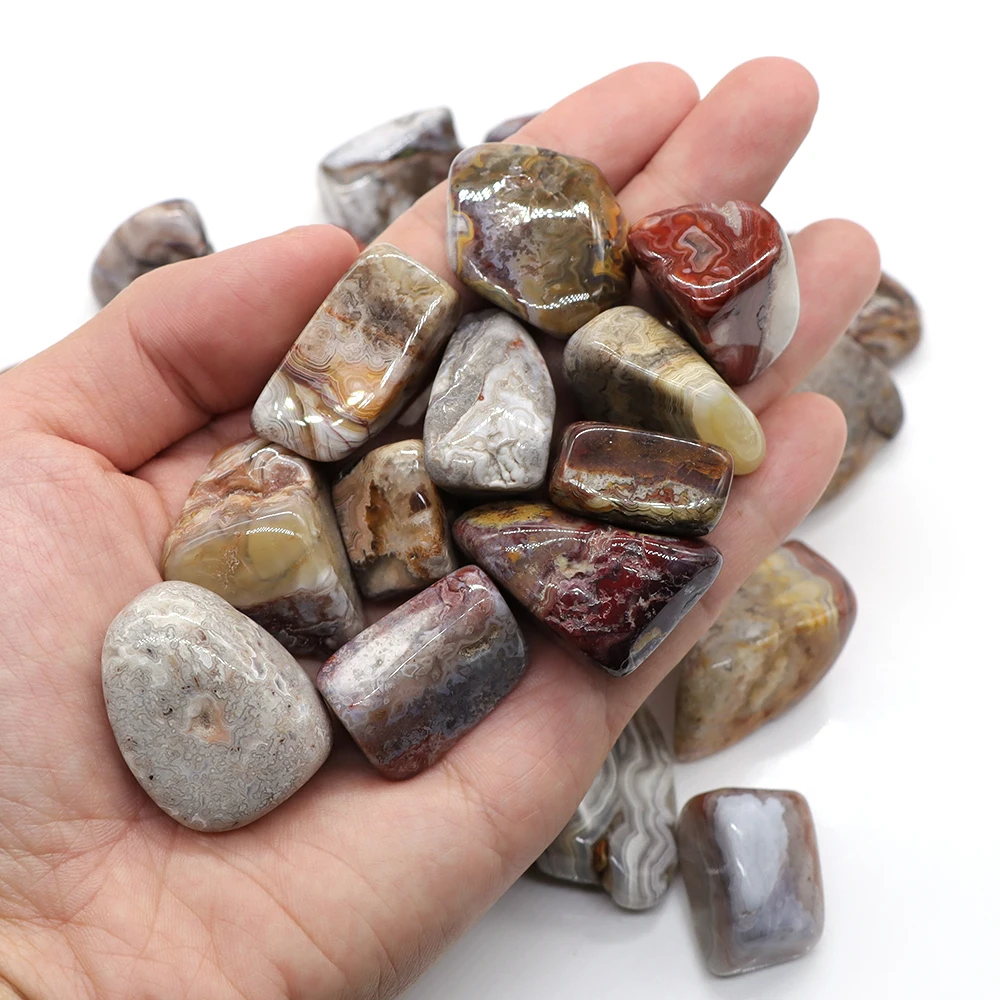 Naturale Rosso Bianco Pazzo Agata Cristallo Burattato Bulk Healing Mineral Speciime Gemstones Gem Raw Aquarium Decoration