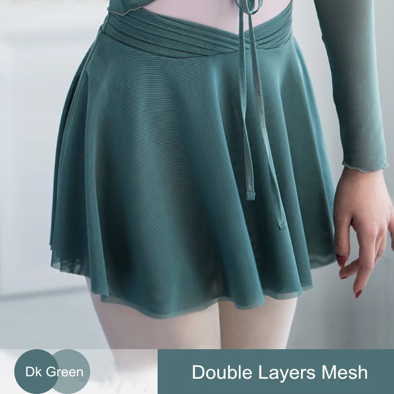 2 Layes Mesh Women's Pull-On Ballet Skirt Dance Chiffon for Women with V Waist Girl's Tutu | Тематическая одежда и
