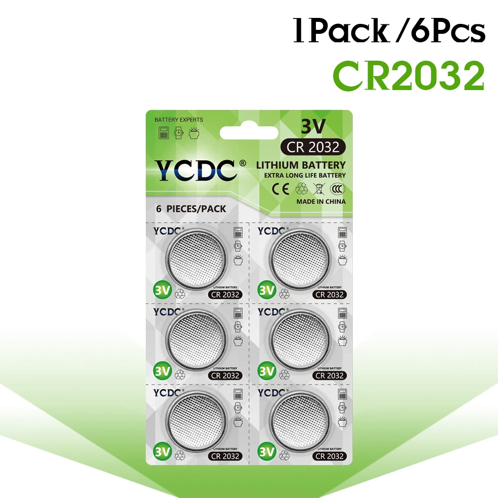 1 упаковка 6 шт. 3 в CR2032 Кнопочная батарея DL2032 ECR2032 5004LC KCR2032 часы батареи для