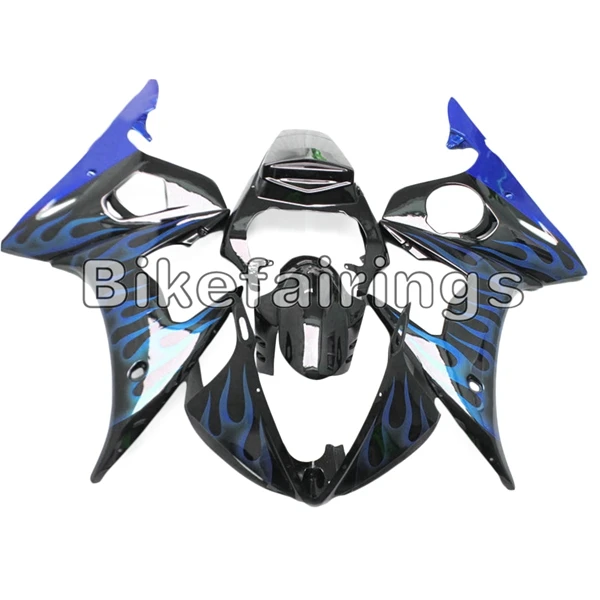 Для Yamaha YZF-600 R6 2003 2004 2005 R6 03 04 05 капоты черно-синий Пламя обтекателя комплект