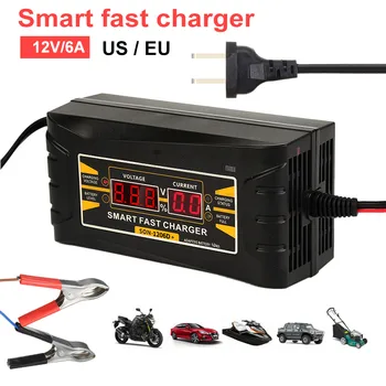

Full Automatic Car Battery Charger EU/US Fast Charging 12V 6A Smart LCD Display Lead acid Battery Car Motorcycle Battery Charger