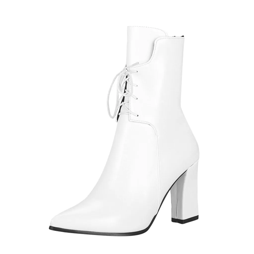 Сапоги, чулки, женская обувь, осенние ботинки с круглым носком, женские ботинки на низком каблуке, сапоги со шнуровкой,, женские носки, резиновая зимняя обувь,# J30 - Цвет: Белый