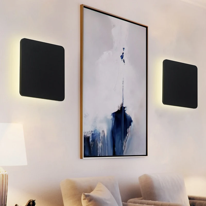 

Indoor LED Wall Lamp Living Room Decoration Wall Light Home Lighting Fixture Loft Stair Light Square Aluminum AC90-265V