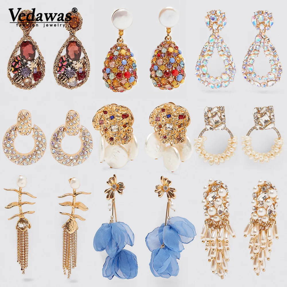 

Vedawas 2019 Maxi ZA Earrings Flower Statement Drop Dangle Earrings for Women Party Vacation Gifts Handmade Brincos Wholesale