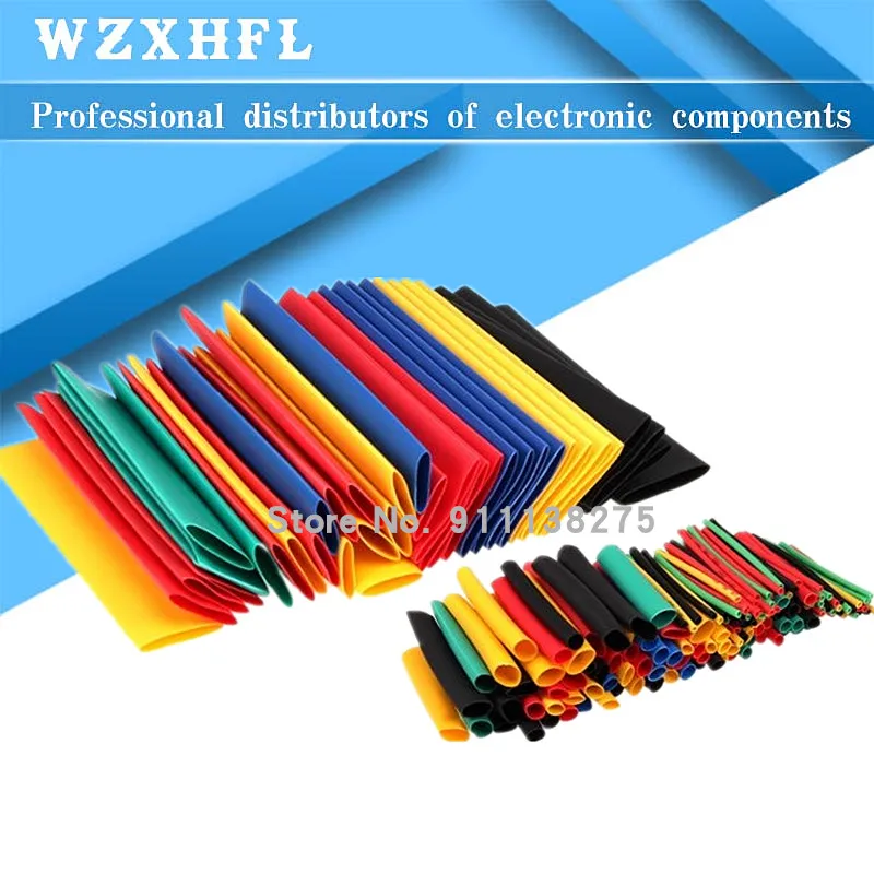 Polyolefin 2:1 Halogen-Free Heat Shrink Tubing Tube Assortment Sleeving Wrap Tubes 328Pcs 8 Sizes 5 Color Multi Color Heat Shrink Tubing