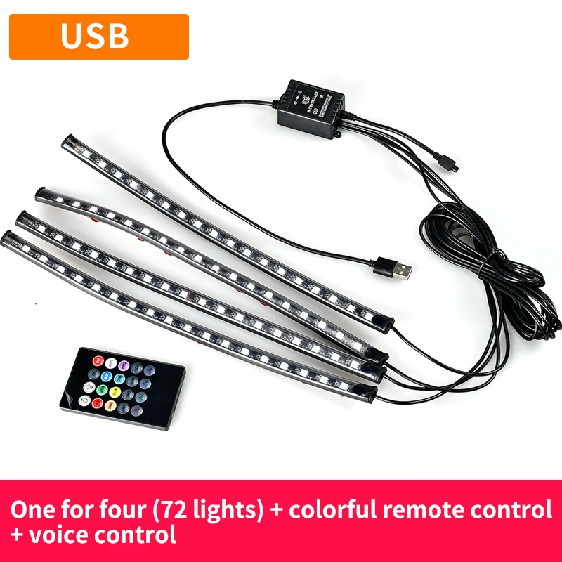 

8 Colors Atmosphere Lamp Car Foot Light With USB Music Control/Multiple Modes Interior Decoration Ambient Mood Lights