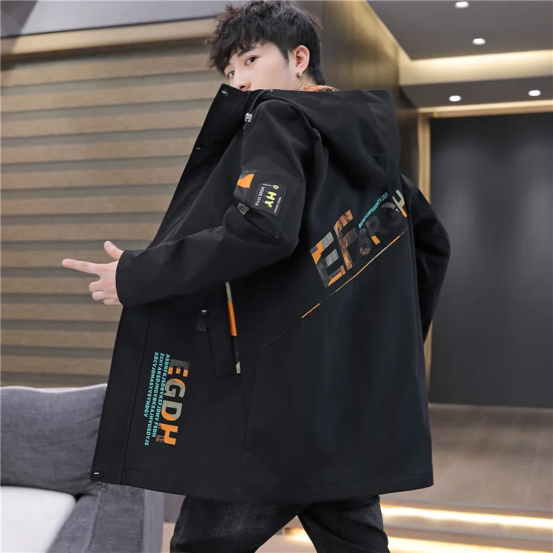 

Spring Autumn Casual Tops Men's Windbreaker Outwear Mid-Length Trench Coat Slim Long Hooded Jacket Streetwear Overcoat Clothing