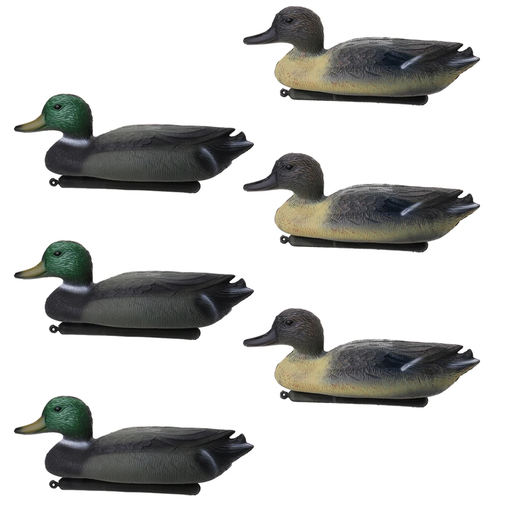 6 Pcs PE 3D Duck Decoy Floating Lure with Keel for Outdoor Hunting Fishing Accessories 36 x 15 x 15cm