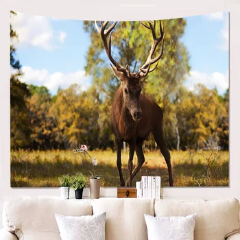 

Forest Plant Animal Wall Tapestry Hanging Fabric Large Art Tapestry Blanket Landscape Tapiz Bohemian Decoration for Home G5T