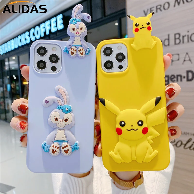 Pokemon Pikachu Disney Stellalou Cell Phone Case For IPhone 13 12 Pro Max XS Mini XR SE 7 8 Plus 6s 6 Soft Back Cover Kawaii Y2k | Мобильные
