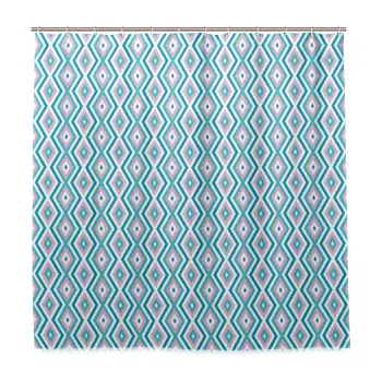 

Unique Shower Curtain Continuous Pattern with Nested Rhombuses Sweet Lines Eco-Friendly with 12 Hooks in Bathroom W72 xH79