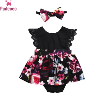 

Cute Focusnorm Print Newborn Infant Baby Girls Romper Tutu Dress+Headbands Floral Outfits Set Little Girls Party Dress