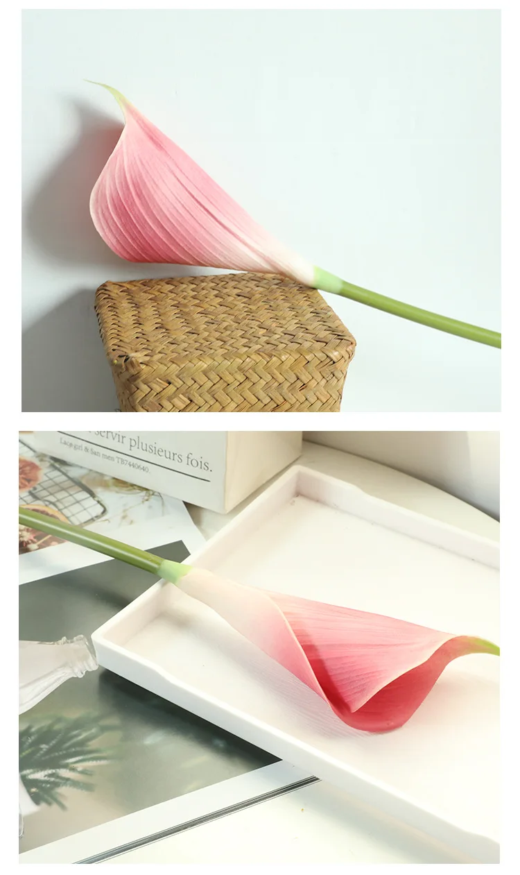 JAROWN PU 인공 꽃 칼라 릴리 무리 가짜 꽃 웨딩 부케 DIY 테이블 홈 웨딩 장식 녹색 식물 Tuin Decoratie (23)