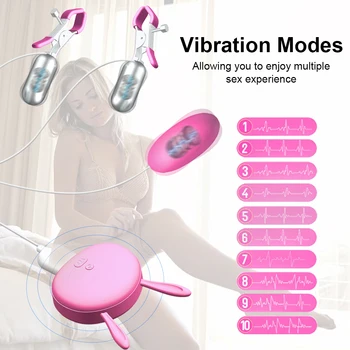 Nipple Clamps Vibrating Breast Clips Nipple Stimulator Wired Vibrators Egg Sex Toys for Women Couples Fun 2
