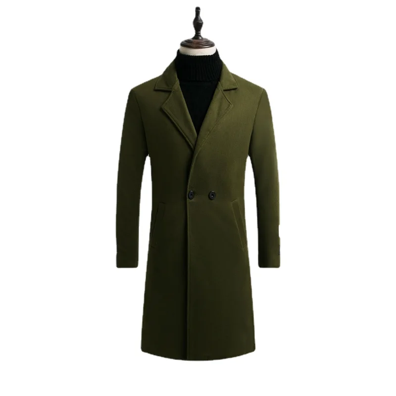 Autumn Winter New Men's Woolen Coat Wool Blends Thickening / Male Business Warm Stand Collar Long Sleeve Big Size Trench Jacket men s wool blazer new casual loose business wedding jackets luxury brand four season high quality fashion suits coat for male