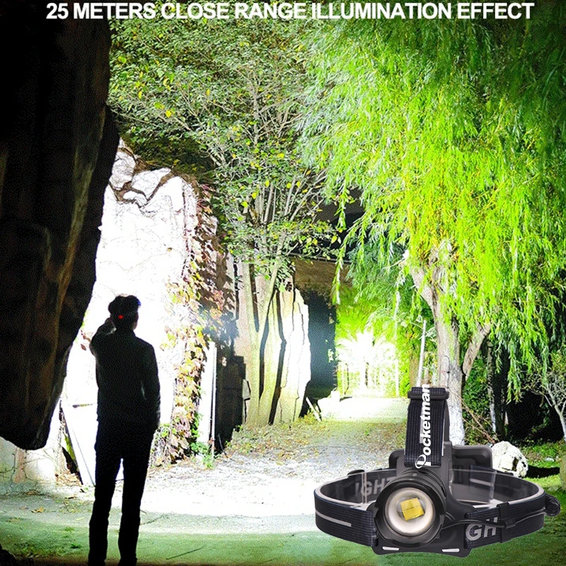  7000LM XHP70 Fishing Headlight 3 Modes Waterproof Lighthouse Lamp Head Torch Use18650 For Camping E