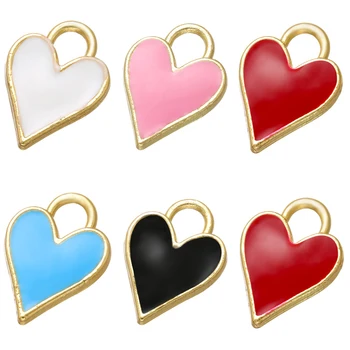 

ZHUKOU 9x12.5mm Simplicity Mini heart charms for women DIY earrings necklace jewelry accessories making findings model:VD722