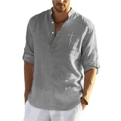 Cardigan à boutonnage simple pour hommes, chemisiers décontractés, chemises solides, coupe cintrée, hauts à manches longues, vêtements pour hommes, printemps, 2022 