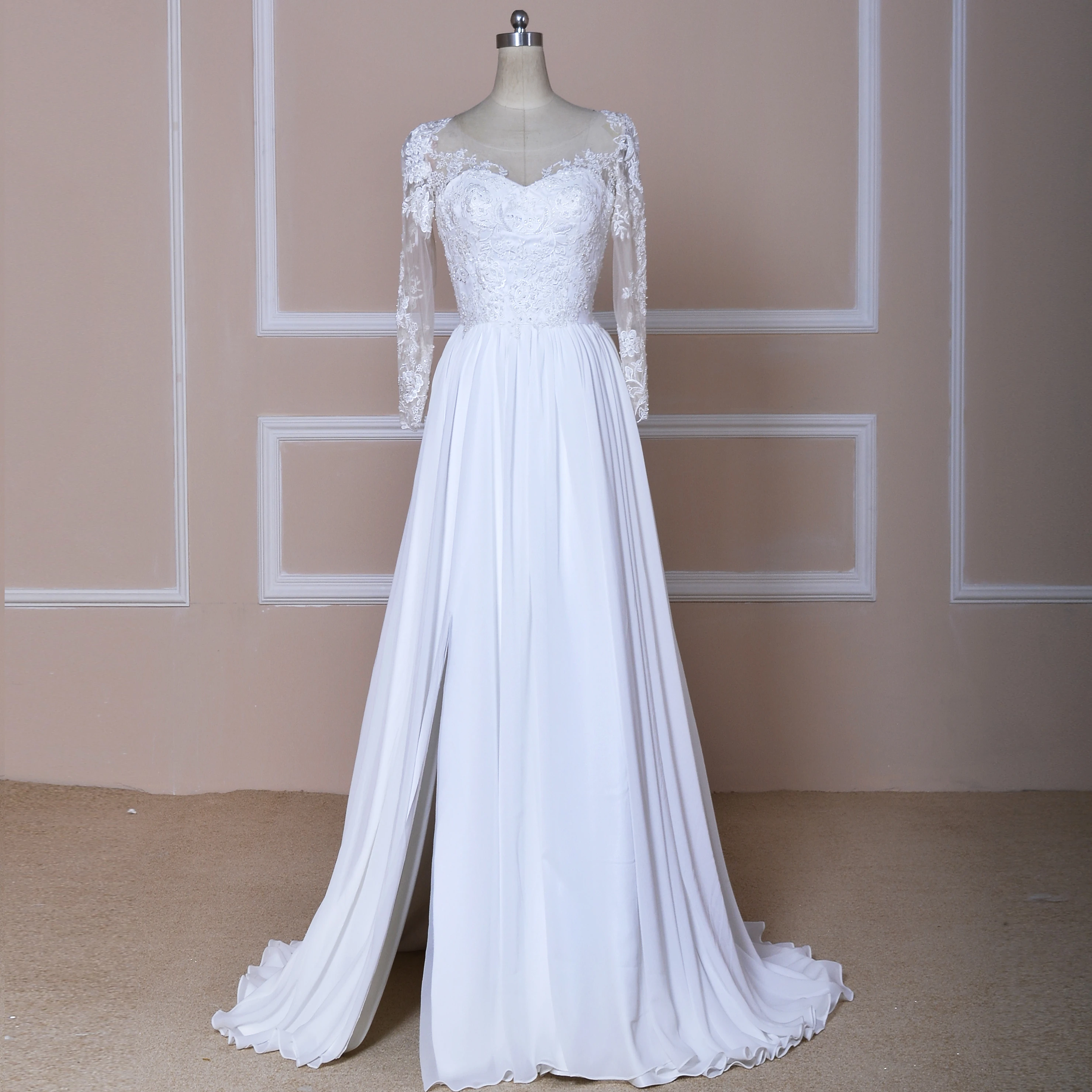 Vestido de novia 2 en gasa simple, hecho a medida, directo fábrica, nuevo diseño, 2020|Vestidos de novia| - AliExpress