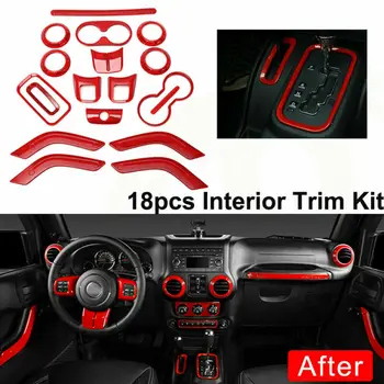 

2011-2017 Interior Cover Trim Accessories Kit 18pcs/Set Red ABS Plastic Durable