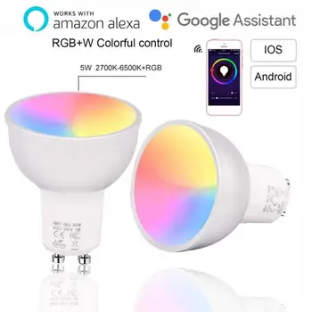 

Smart Light Bulb WiFi GU10 RGBW 5W Dimmable Led Light Compatible With Alexa & Google Home APP Smart Home Remote Control