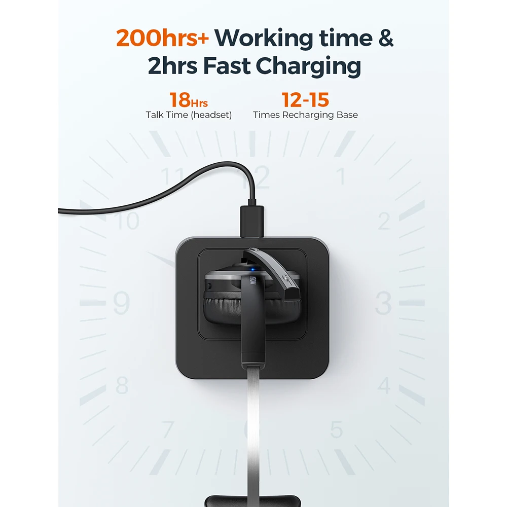 Fone de Ouvido Computador sem Fio com Cancelamento Carregamento para Computador Mpow Bluetooth Ruído Mic Base Portátil Escritório Skype m5 Pro V5.0 - Image 5