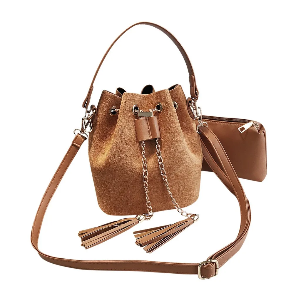 H30 винтажная модная Маленькая женская кожаная сумка-мешок, сумка на плечо с кисточками, сумка-мессенджер, сумки через плечо, кошельки