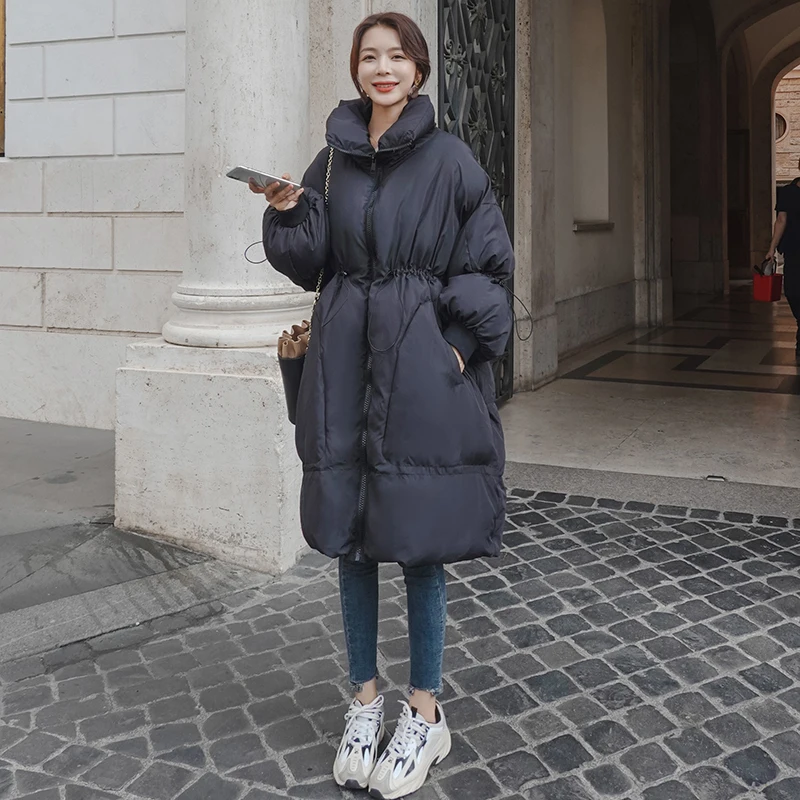 

Autumn Winter 2023 Female Oversized Coat Down Mid-Length Waist Trimming New Fashion Thick Warm Loose Casual Womens Jackets Warm