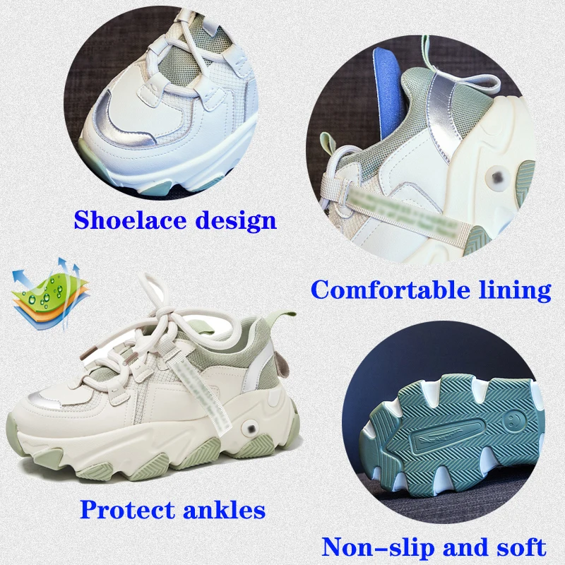 Women's Increased Breathable Casual Tennis Shoes,Women's Thick-Soled Increased Color Block Running Sneakers Zapatos De Muje