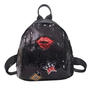 

Women Ladies Fashion Striped Star Sequins bag Shoulder Backpacks Bags Female Girls Small Capacity High Quanlity Backpack