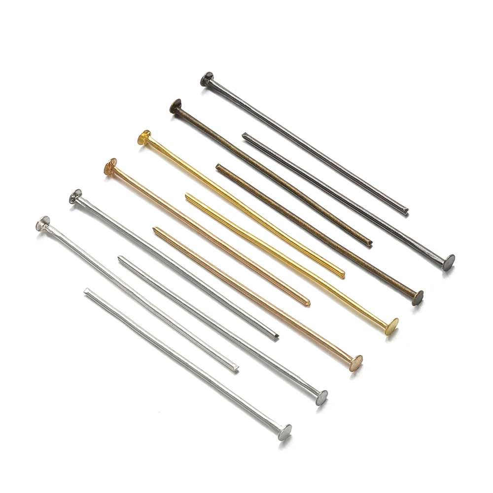 200pcs Flat Head Pins 18 20 25 30 35 40mm Eye Pins Rod Findings For Diy Jewelry Making Beading Connector Accessories Supplies